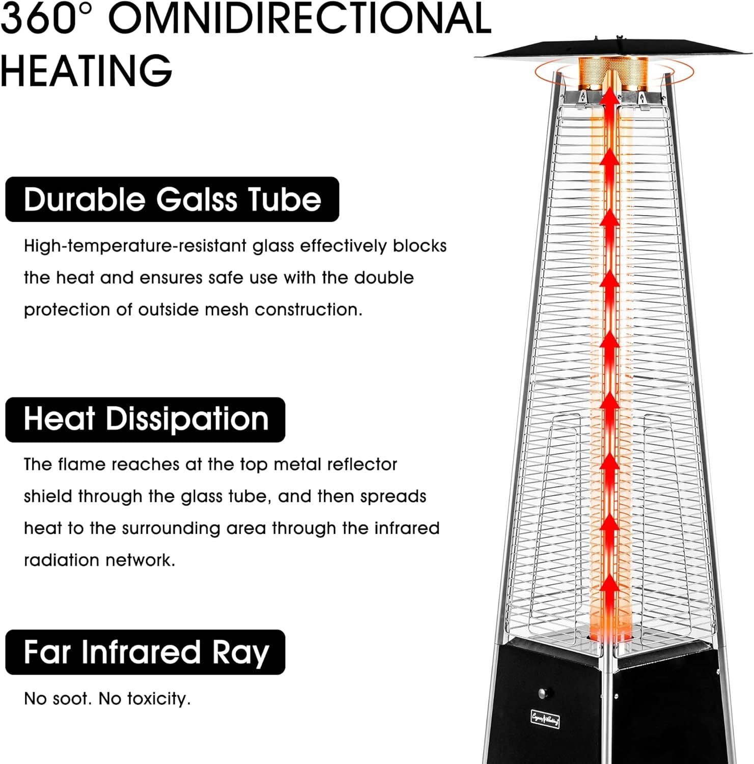 LEGACY HEATING Delta X5 Pyramid Patio Heater, 40,000BTU Outdoor Patio Heater Doba